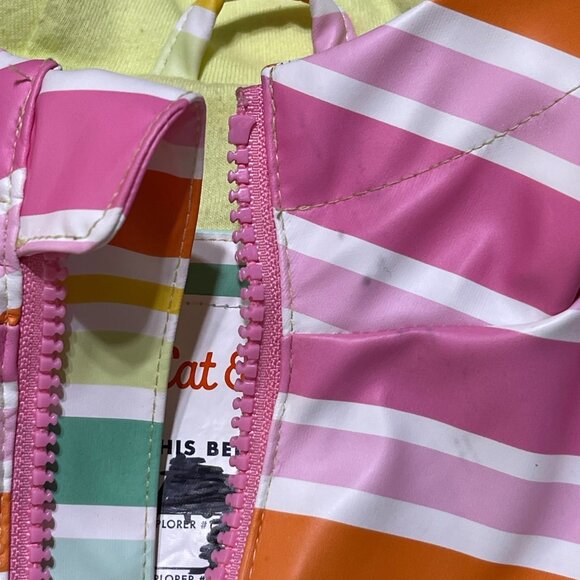 Cat & Jack Girl's Rain Jacket Hood Full Zip Colorful Stripe Size S Small 6/7 - Picture 4 of 8